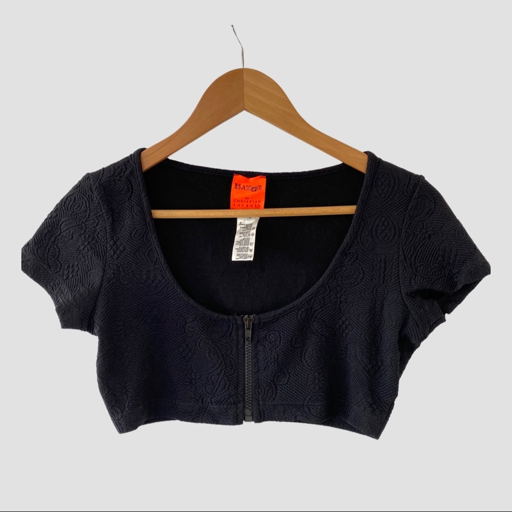 Bazaar de Christian Lacroix Vintage Black Cropped Top L